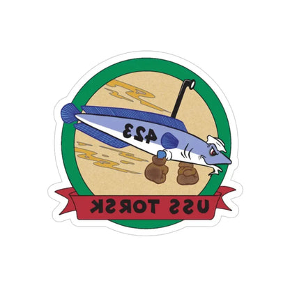 USS TORSK SS 423 (U.S. Navy) REVERSE PRINT Transparent Die-Cut STICKER 5 Inch Die-Cut Transparent - The Sticker Space