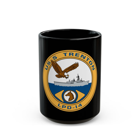 USS Trenton LPD 14 (U.S. Navy) Black Coffee Mug-15oz-The Sticker Space
