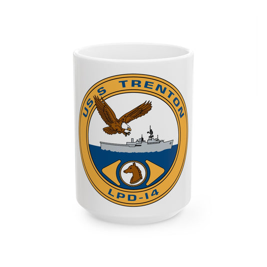 USS Trenton LPD 14 (U.S. Navy) White Coffee Mug-15oz-The Sticker Space