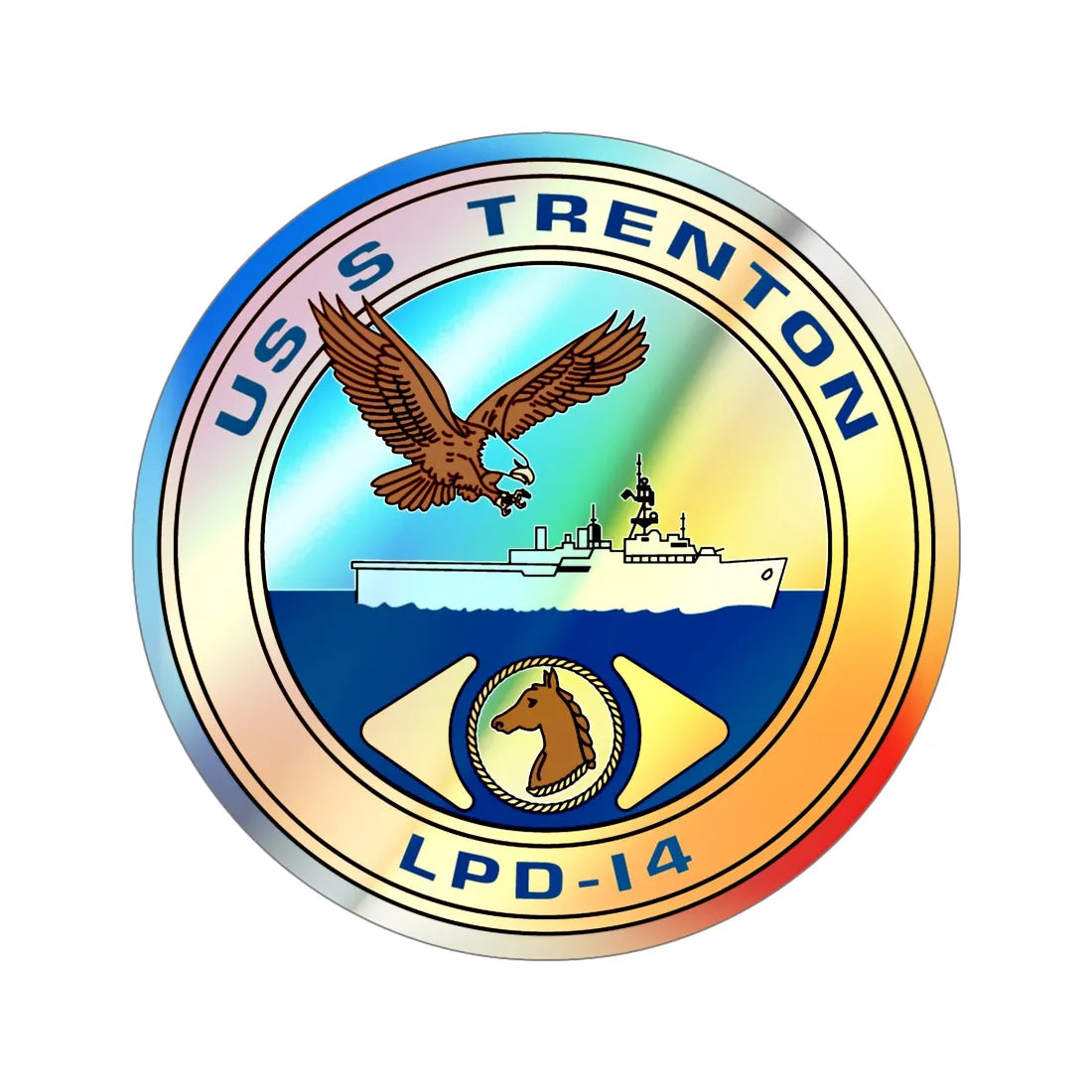 USS Trenton LPD 14 (U.S. Navy) Holographic STICKER Die-Cut Vinyl Decal 6 Inch Holographic - The Sticker Space