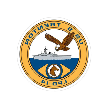 USS Trenton LPD 14 (U.S. Navy) REVERSE PRINT Transparent Die-Cut STICKER 2 Inch Die-Cut Transparent - The Sticker Space