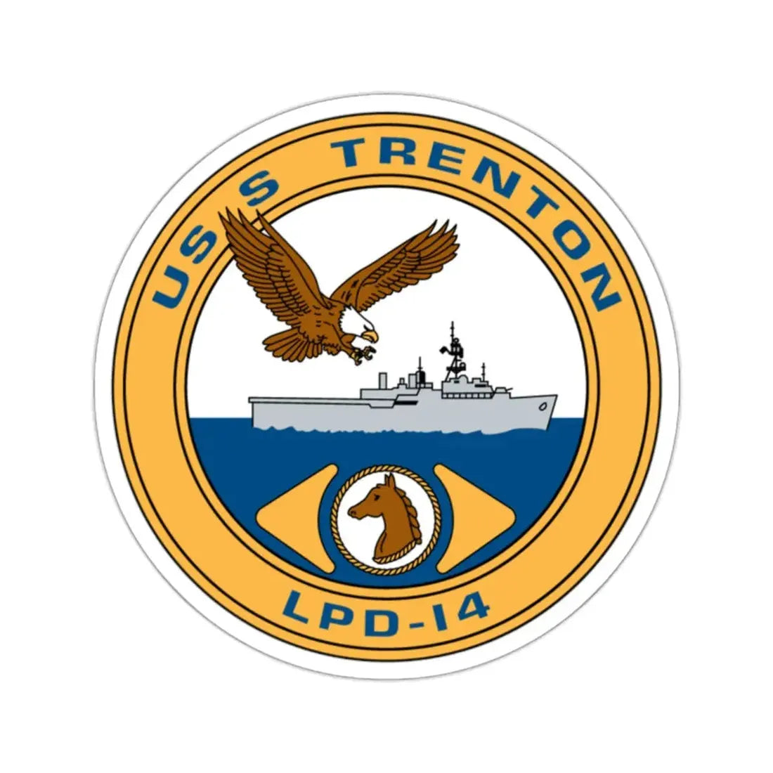 USS Trenton LPD 14 (U.S. Navy) STICKER Vinyl Kiss-Cut Decal 2 Inch White - The Sticker Space
