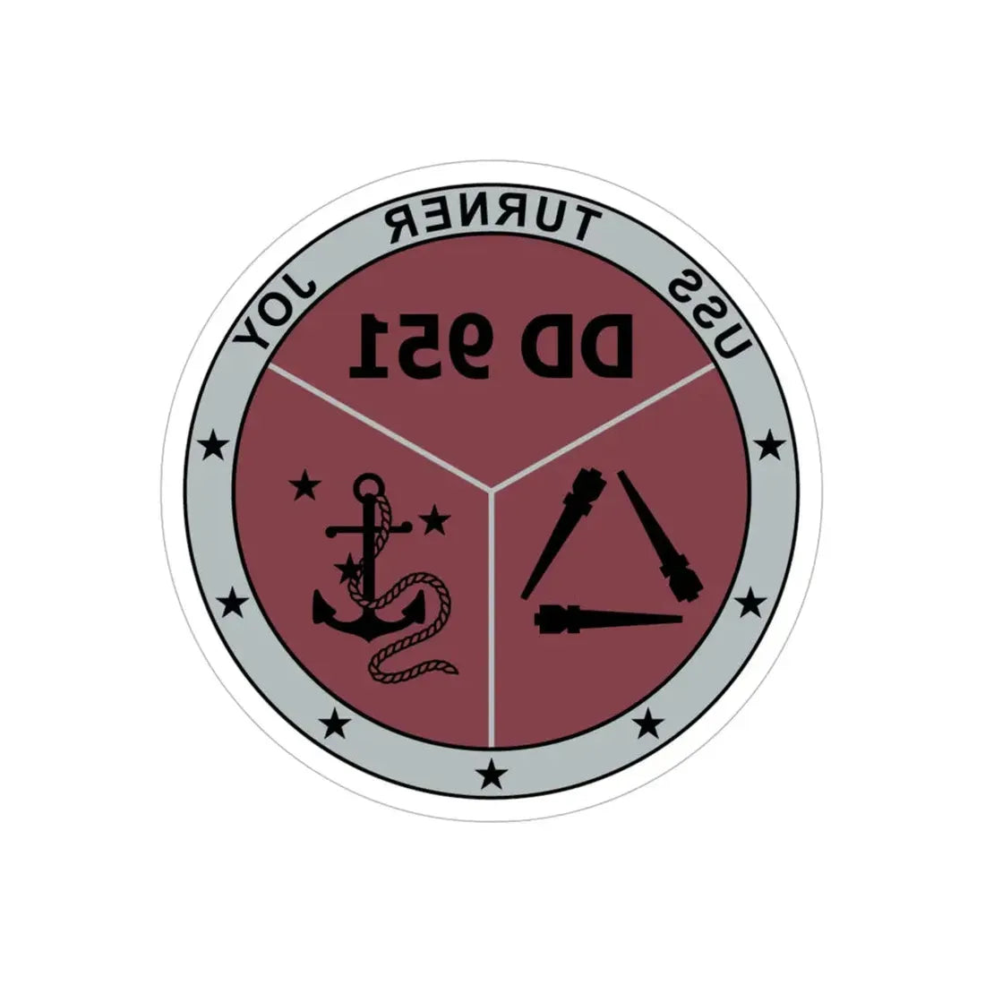 USS Turner Joy DD951 (U.S. Navy) REVERSE PRINT Transparent Die-Cut STICKER 2 Inch Die-Cut Transparent - The Sticker Space