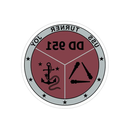 USS Turner Joy DD951 (U.S. Navy) REVERSE PRINT Transparent Die-Cut STICKER 2 Inch Die-Cut Transparent - The Sticker Space