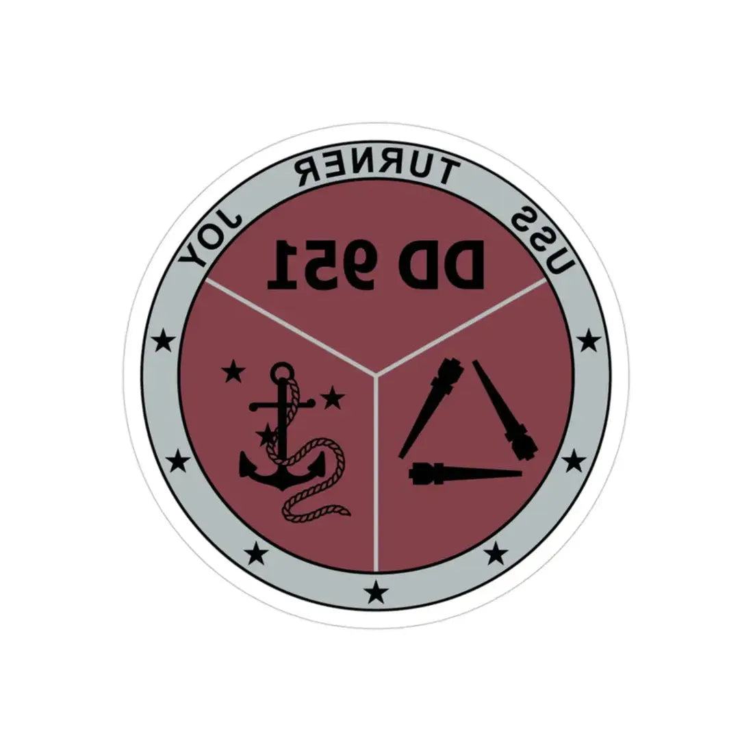 USS Turner Joy DD951 (U.S. Navy) REVERSE PRINT Transparent Die-Cut STICKER 3 Inch Die-Cut Transparent - The Sticker Space