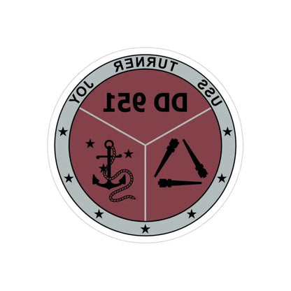 USS Turner Joy DD951 (U.S. Navy) REVERSE PRINT Transparent Die-Cut STICKER 3 Inch Die-Cut Transparent - The Sticker Space