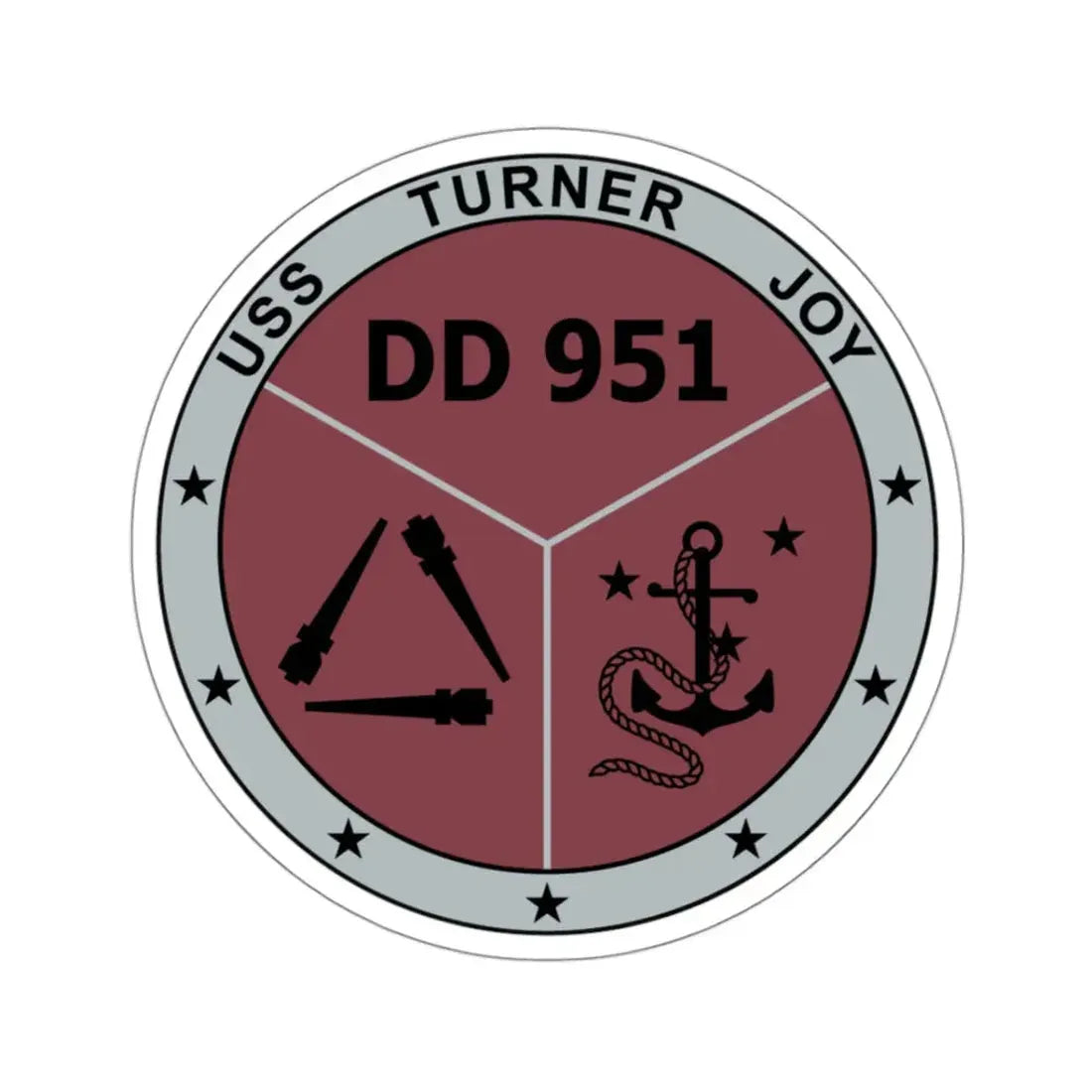 USS Turner Joy DD951 (U.S. Navy) STICKER Vinyl Kiss-Cut Decal 3 Inch White - The Sticker Space