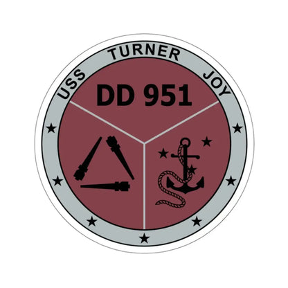 USS Turner Joy DD951 (U.S. Navy) STICKER Vinyl Kiss-Cut Decal 3 Inch White - The Sticker Space