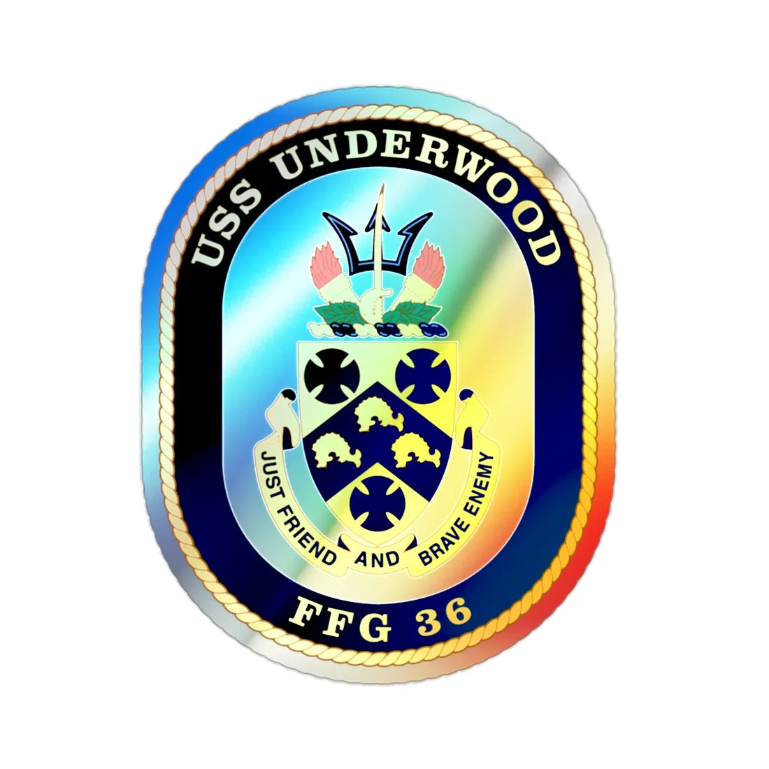 USS Underwood FFG 36 v2 (U.S. Navy) Holographic STICKER Die-Cut Vinyl Decal 2 Inch Holographic - The Sticker Space