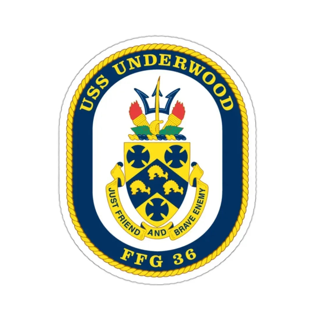 USS Underwood FFG 36 v2 (U.S. Navy) STICKER Vinyl Kiss-Cut Decal 2 Inch White - The Sticker Space