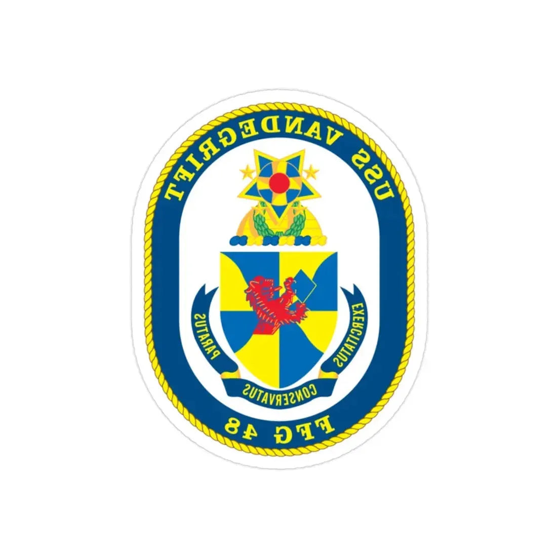 USS Vandegrift FFG 48 v2 (U.S. Navy) REVERSE PRINT Transparent Die-Cut STICKER 2 Inch Die-Cut Transparent - The Sticker Space