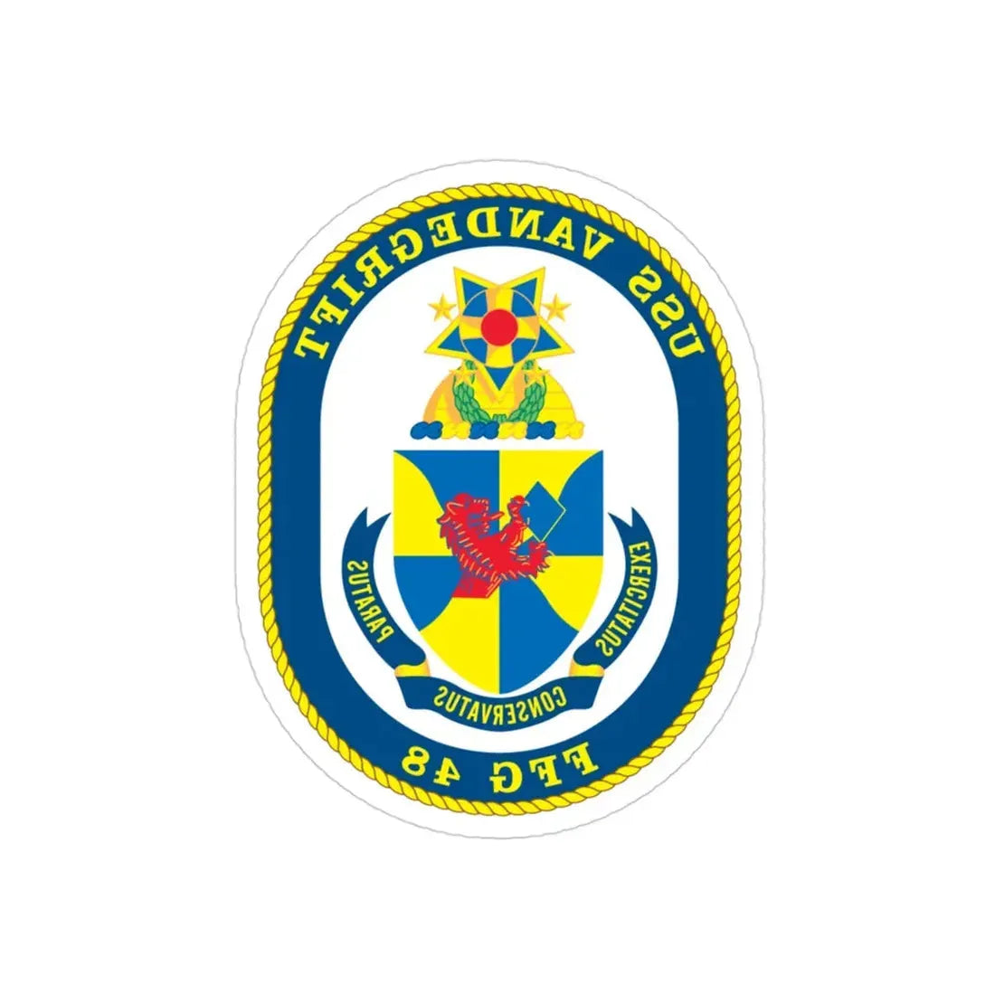 USS Vandegrift FFG 48 v2 (U.S. Navy) REVERSE PRINT Transparent Die-Cut STICKER 3 Inch Die-Cut Transparent - The Sticker Space