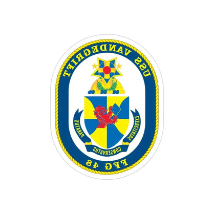 USS Vandegrift FFG 48 v2 (U.S. Navy) REVERSE PRINT Transparent Die-Cut STICKER 3 Inch Die-Cut Transparent - The Sticker Space