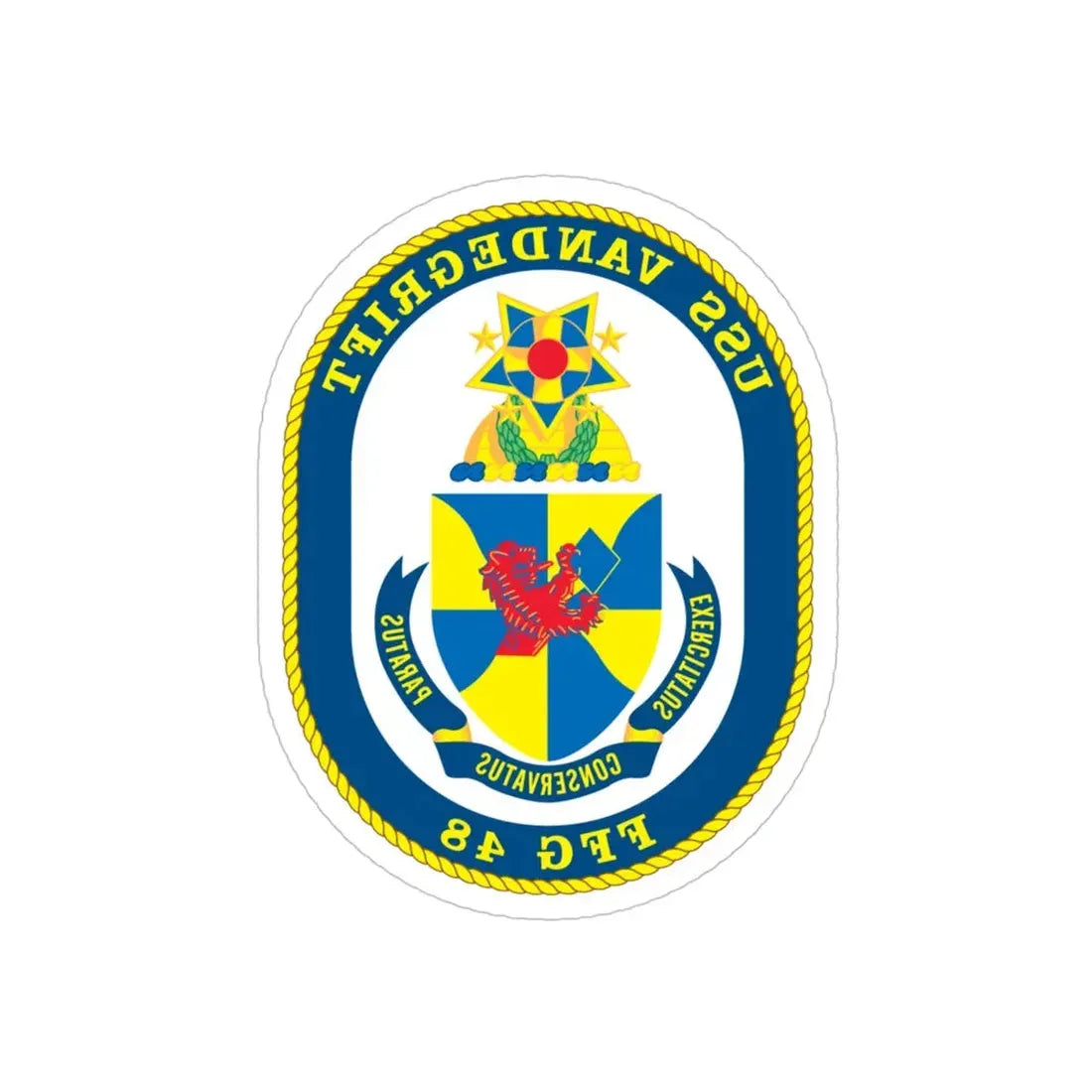 USS Vandegrift FFG 48 v2 (U.S. Navy) REVERSE PRINT Transparent Die-Cut STICKER 4 Inch Die-Cut Transparent - The Sticker Space