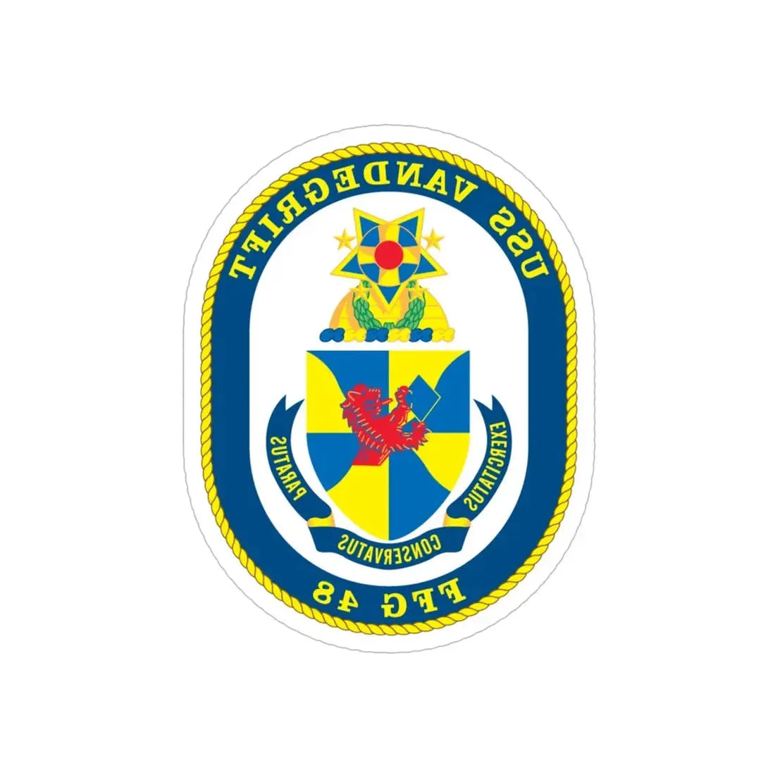 USS Vandegrift FFG 48 v2 (U.S. Navy) REVERSE PRINT Transparent Die-Cut STICKER 5 Inch Die-Cut Transparent - The Sticker Space