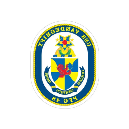 USS Vandegrift FFG 48 v2 (U.S. Navy) REVERSE PRINT Transparent Die-Cut STICKER 5 Inch Die-Cut Transparent - The Sticker Space
