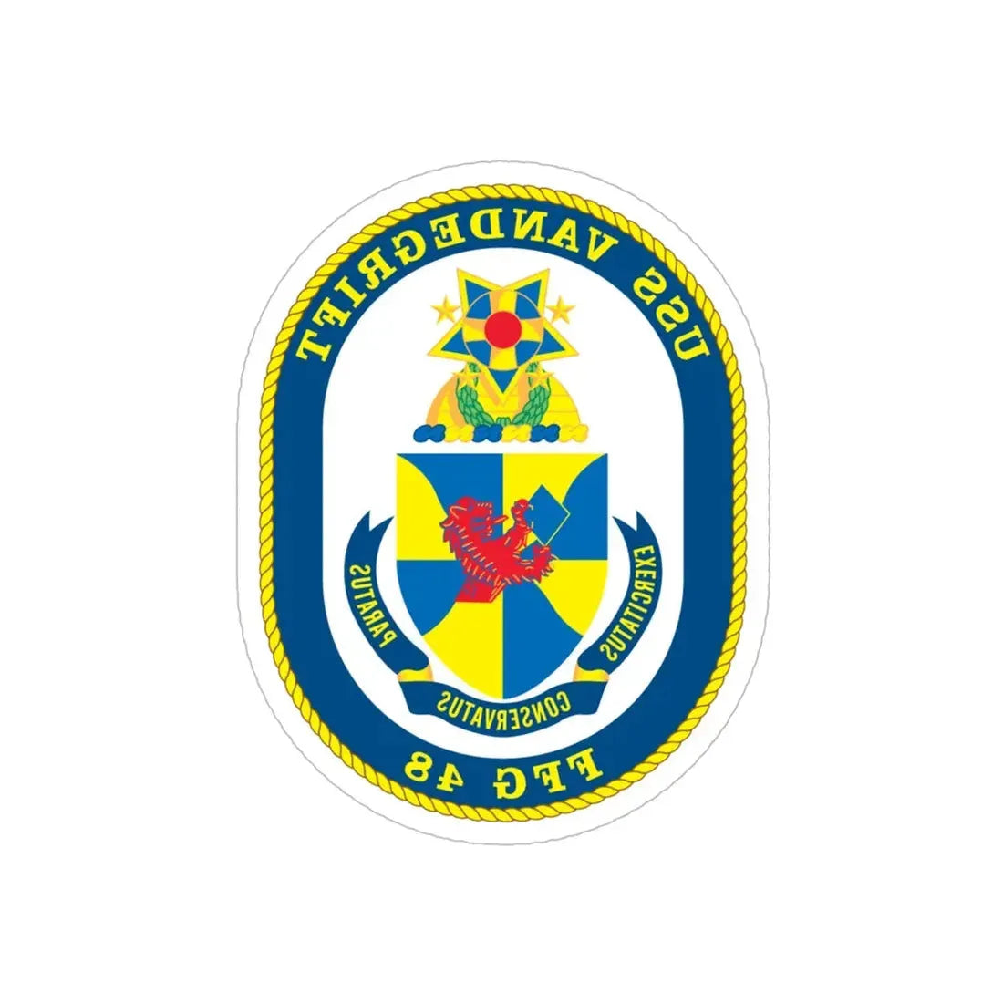 USS Vandegrift FFG 48 v2 (U.S. Navy) REVERSE PRINT Transparent Die-Cut STICKER 6 Inch Die-Cut Transparent - The Sticker Space