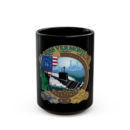 USS Vermont SSN 792 (U.S. Navy) Black Coffee Mug-15oz-The Sticker Space
