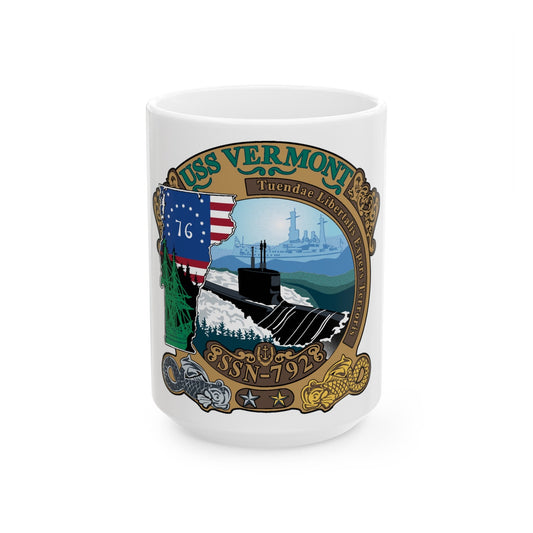 USS Vermont SSN 792 (U.S. Navy) White Coffee Mug-15oz-The Sticker Space