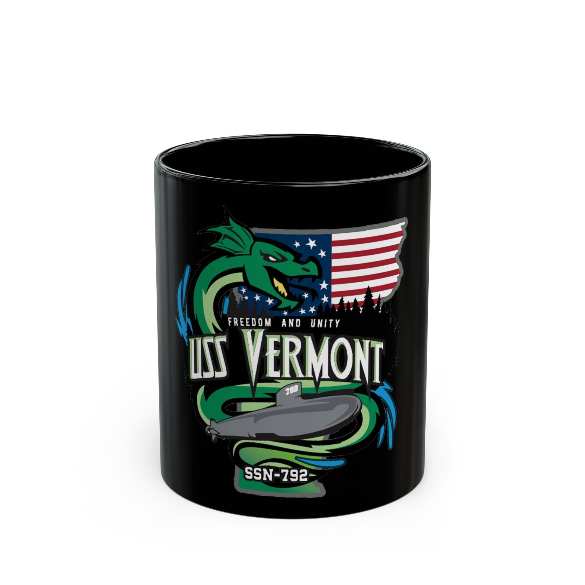 USS Vermont SSN 7921 (U.S. Navy) Black Coffee Mug-11oz-The Sticker Space