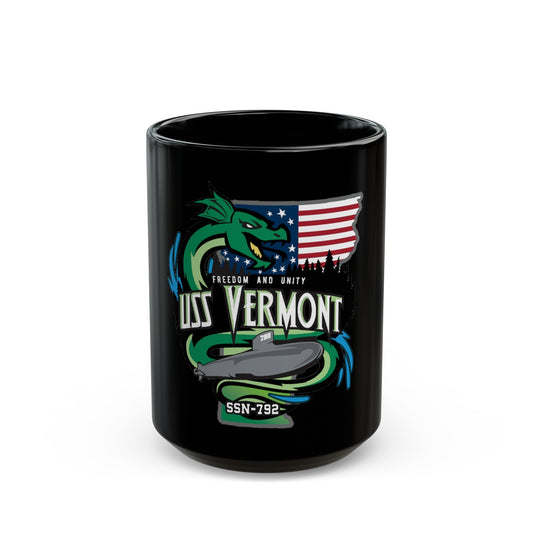 USS Vermont SSN 7921 (U.S. Navy) Black Coffee Mug-15oz-The Sticker Space