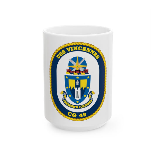 USS Vincennes CG 49 v2 (U.S. Navy) White Coffee Mug-15oz-The Sticker Space