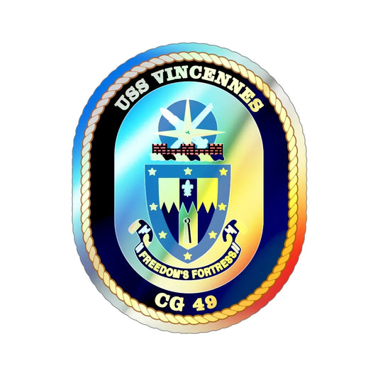 USS Vincennes CG 49 v2 (U.S. Navy) Holographic STICKER Die-Cut Vinyl Decal 6 Inch Holographic - The Sticker Space