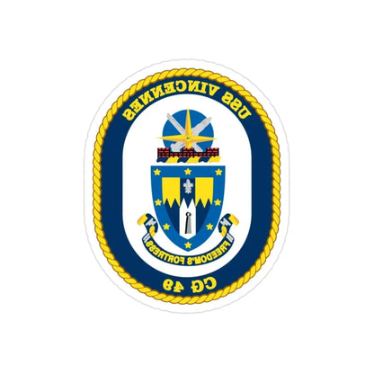 USS Vincennes CG 49 v2 (U.S. Navy) REVERSE PRINT Transparent Die-Cut STICKER 2 Inch Die-Cut Transparent - The Sticker Space