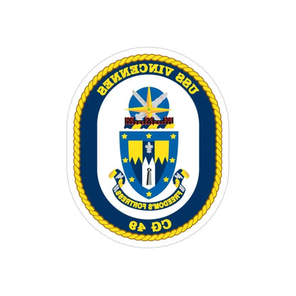 USS Vincennes CG 49 v2 (U.S. Navy) REVERSE PRINT Transparent Die-Cut STICKER 3 Inch Die-Cut Transparent - The Sticker Space