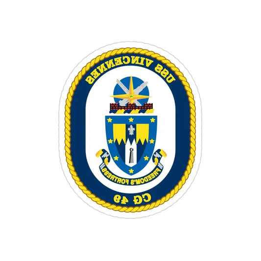 USS Vincennes CG 49 v2 (U.S. Navy) REVERSE PRINT Transparent Die-Cut STICKER 6 Inch Die-Cut Transparent - The Sticker Space