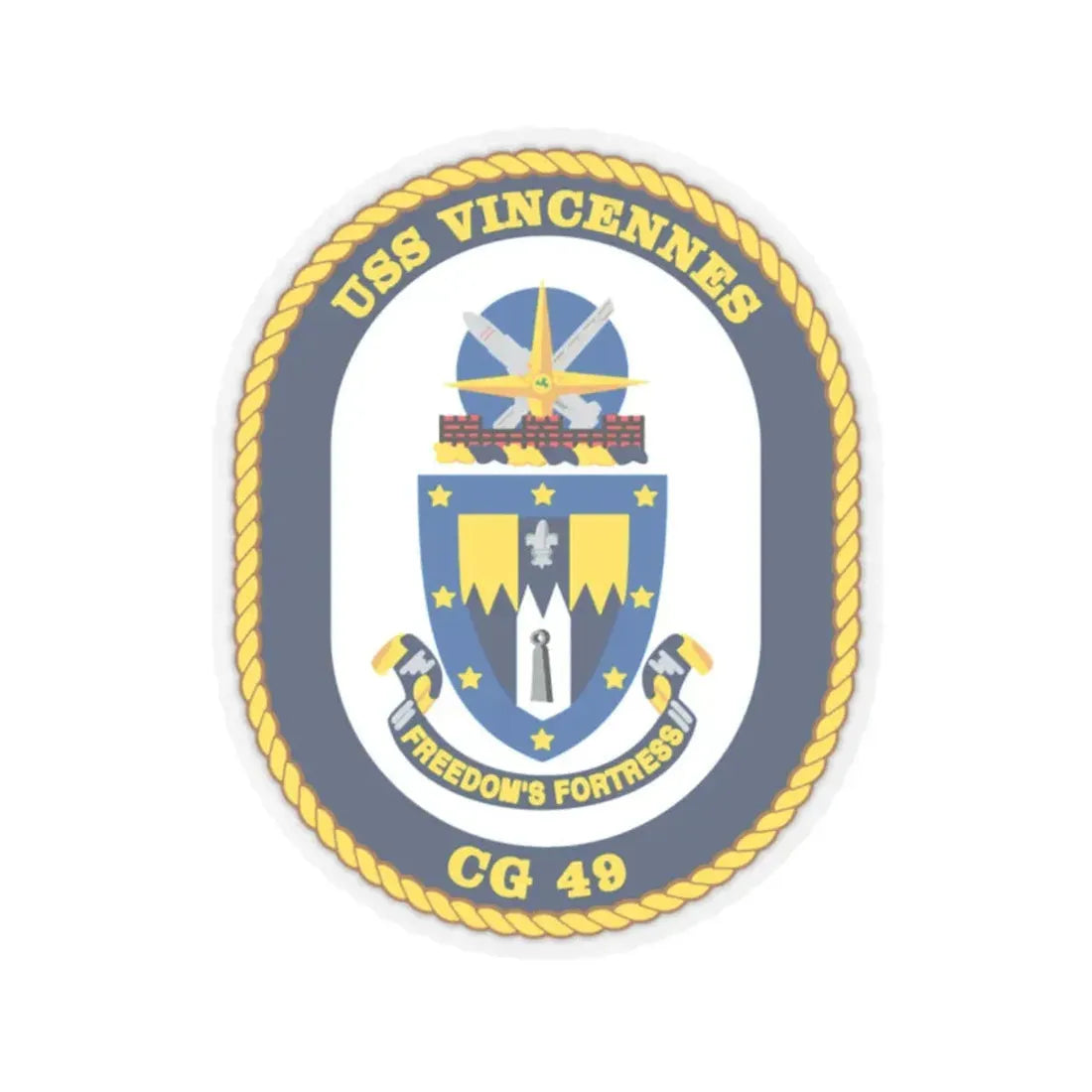 USS Vincennes CG 49 v2 (U.S. Navy) STICKER Vinyl Kiss-Cut Decal 2 Inch Transparent - The Sticker Space