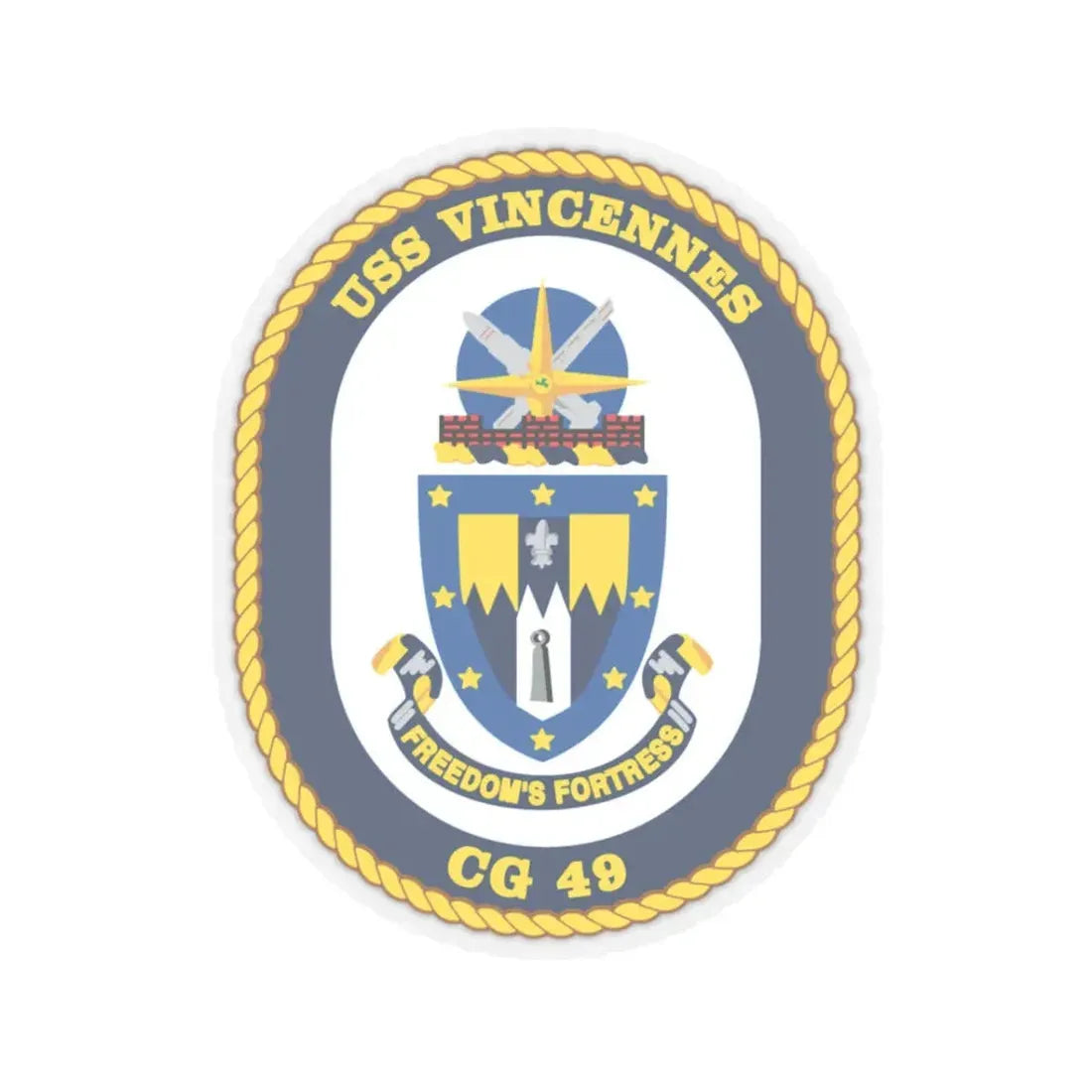 USS Vincennes CG 49 v2 (U.S. Navy) STICKER Vinyl Kiss-Cut Decal 3 Inch Transparent - The Sticker Space