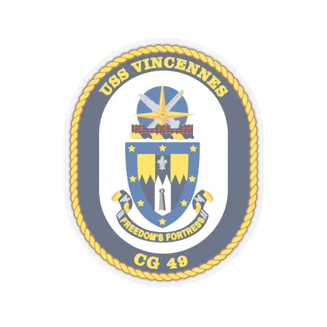 USS Vincennes CG 49 v2 (U.S. Navy) STICKER Vinyl Kiss-Cut Decal 4 Inch Transparent - The Sticker Space