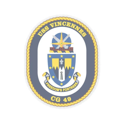 USS Vincennes CG 49 v2 (U.S. Navy) STICKER Vinyl Kiss-Cut Decal 4 Inch Transparent - The Sticker Space