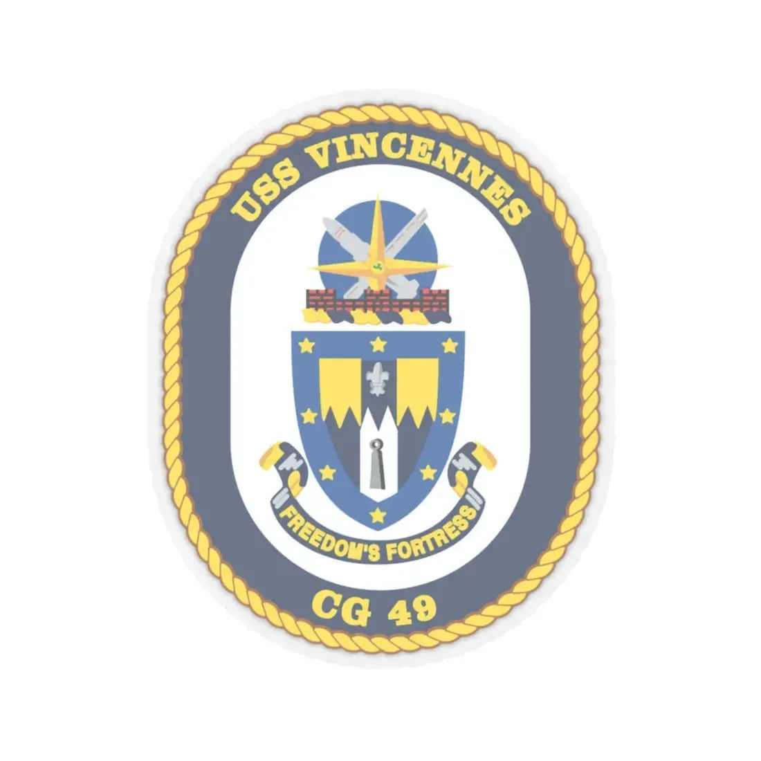 USS Vincennes CG 49 v2 (U.S. Navy) STICKER Vinyl Kiss-Cut Decal 6 Inch Transparent - The Sticker Space