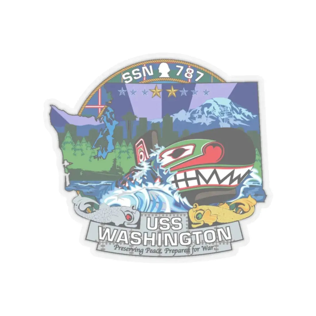 USS Washington SSN 787 (U.S. Navy) STICKER Vinyl Kiss-Cut Decal 2 Inch Transparent - The Sticker Space