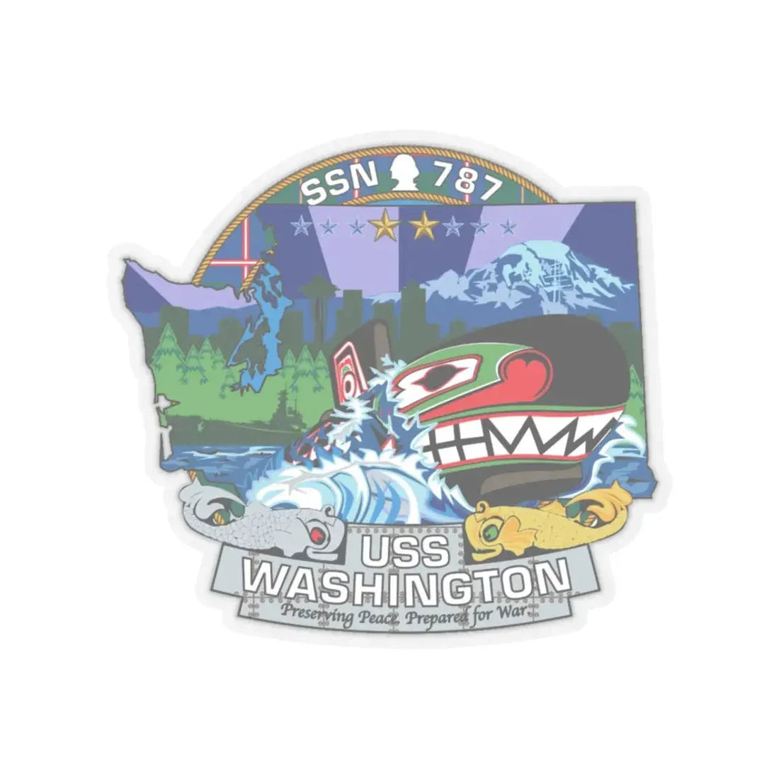 USS Washington SSN 787 (U.S. Navy) STICKER Vinyl Kiss-Cut Decal 3 Inch Transparent - The Sticker Space