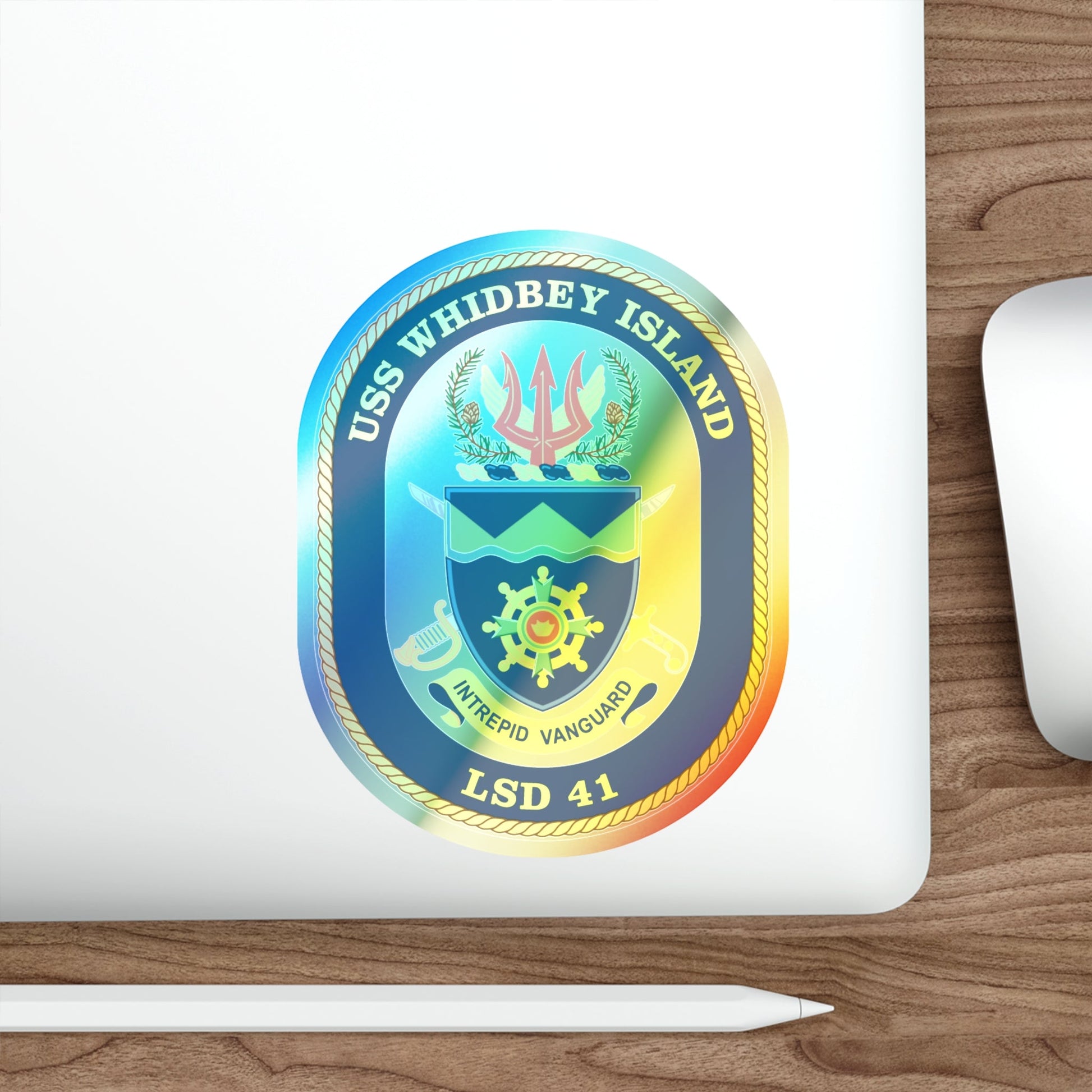 USS Whidbey Island LSD 41 (U.S. Navy) Holographic STICKER Die-Cut Vinyl Decal-The Sticker Space