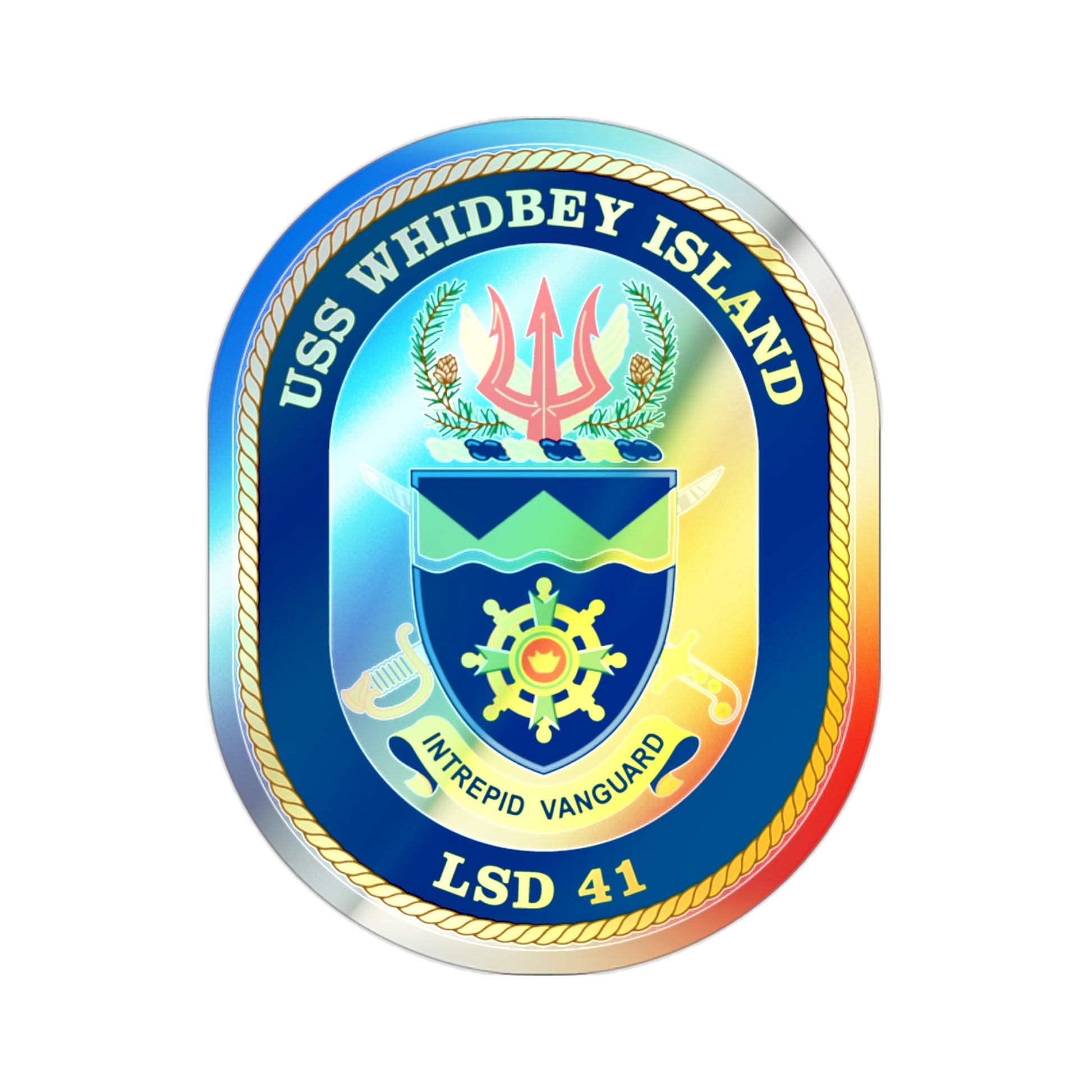 USS Whidbey Island LSD 41 (U.S. Navy) Holographic STICKER Die-Cut Vinyl Decal-2 Inch-The Sticker Space