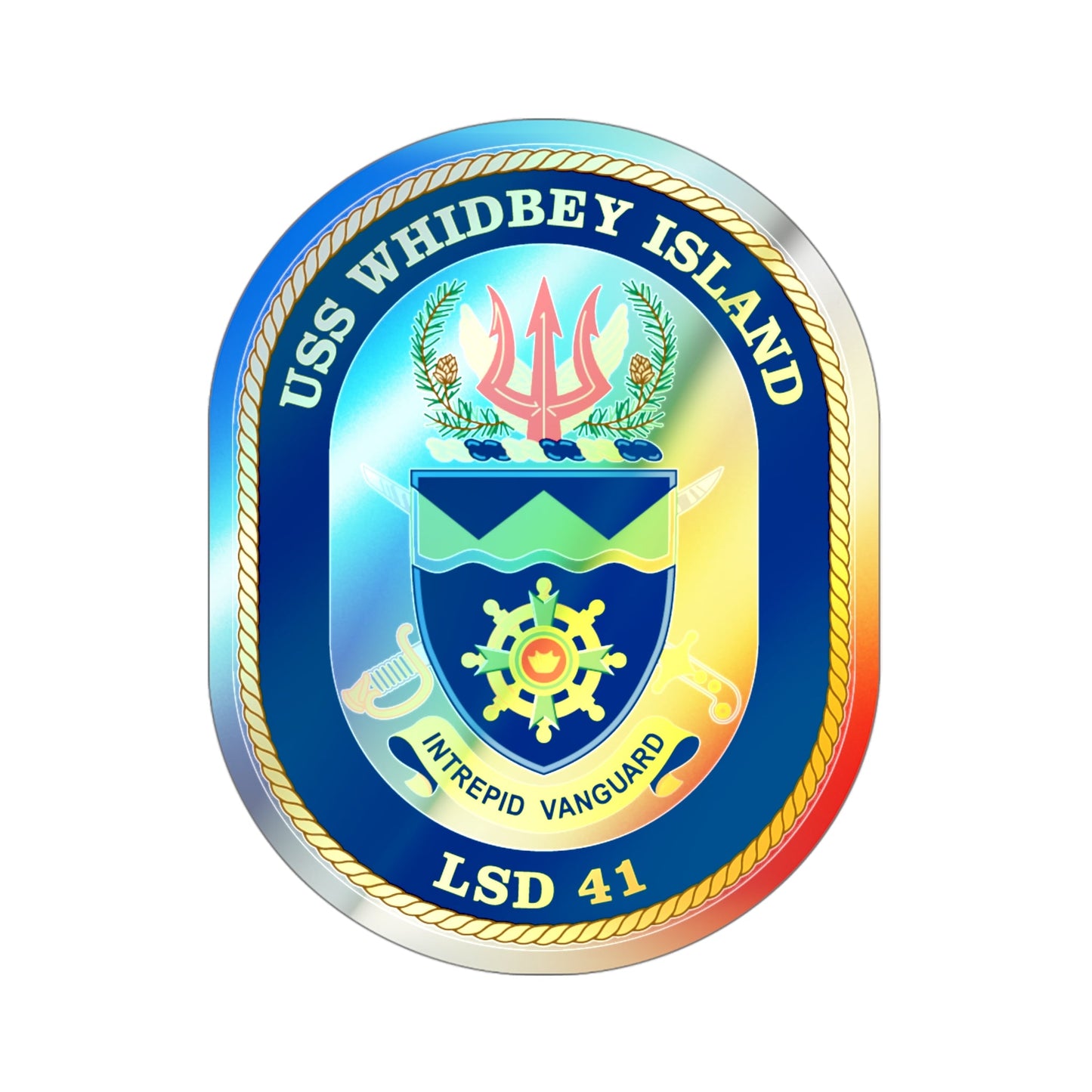 USS Whidbey Island LSD 41 (U.S. Navy) Holographic STICKER Die-Cut Vinyl Decal-4 Inch-The Sticker Space