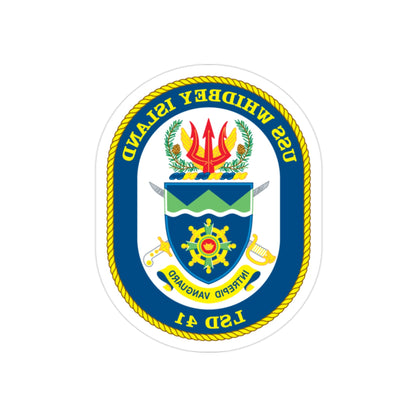 USS Whidbey Island LSD 41 (U.S. Navy) REVERSE PRINT Transparent STICKER-2" × 2"-The Sticker Space