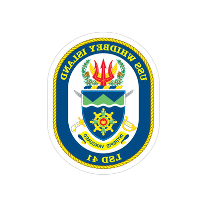 USS Whidbey Island LSD 41 (U.S. Navy) REVERSE PRINT Transparent STICKER-3" × 3"-The Sticker Space