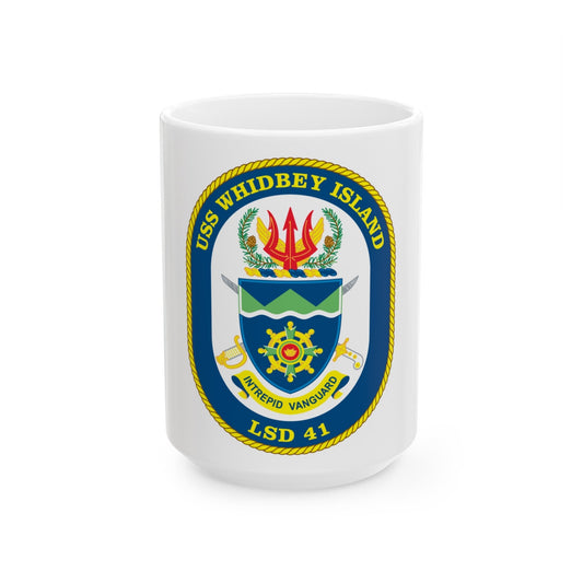 USS Whidbey Island LSD 41 (U.S. Navy) White Coffee Mug-15oz-The Sticker Space