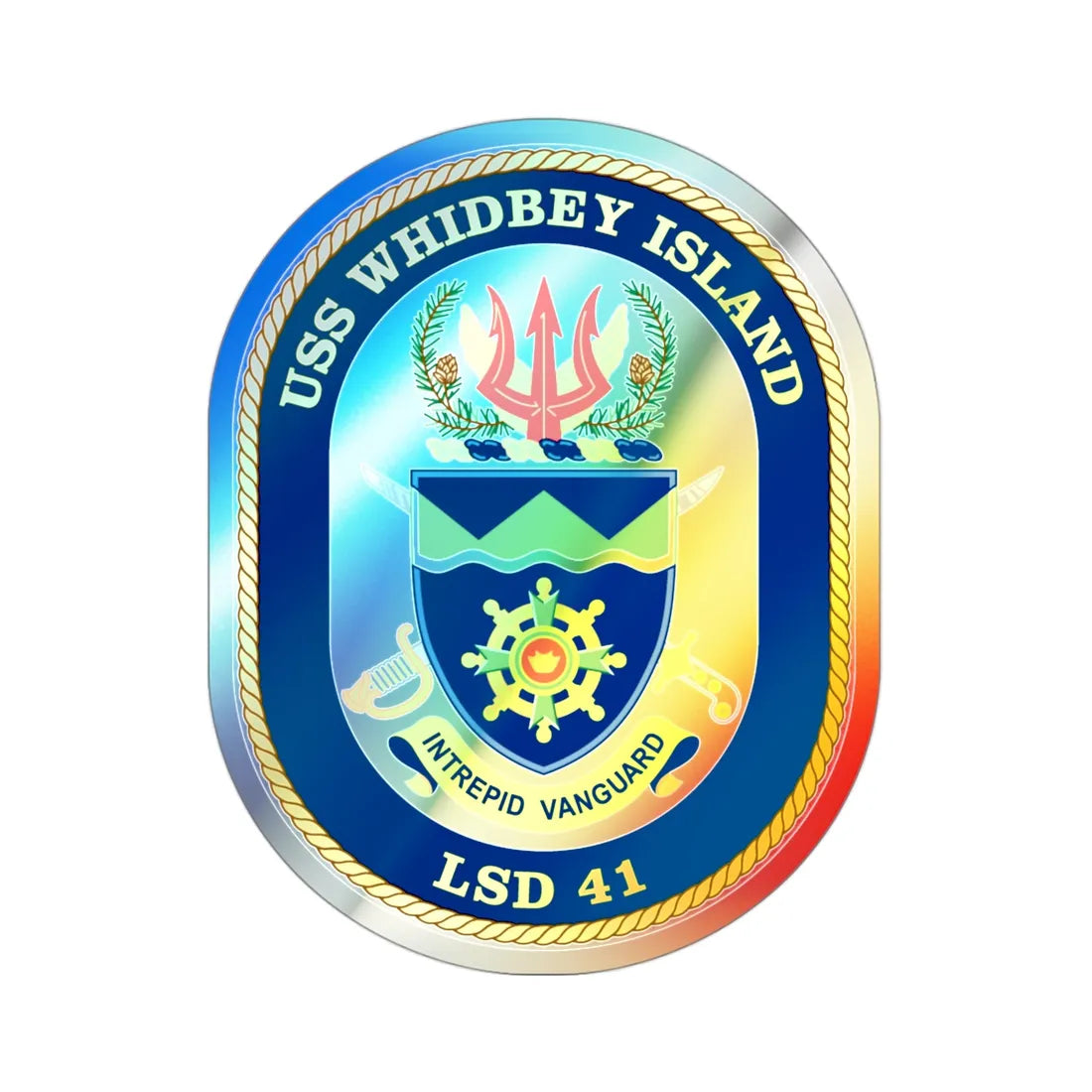 USS Whidbey Island LSD 41 (U.S. Navy) Holographic STICKER Die-Cut Vinyl Decal 3 Inch Holographic - The Sticker Space