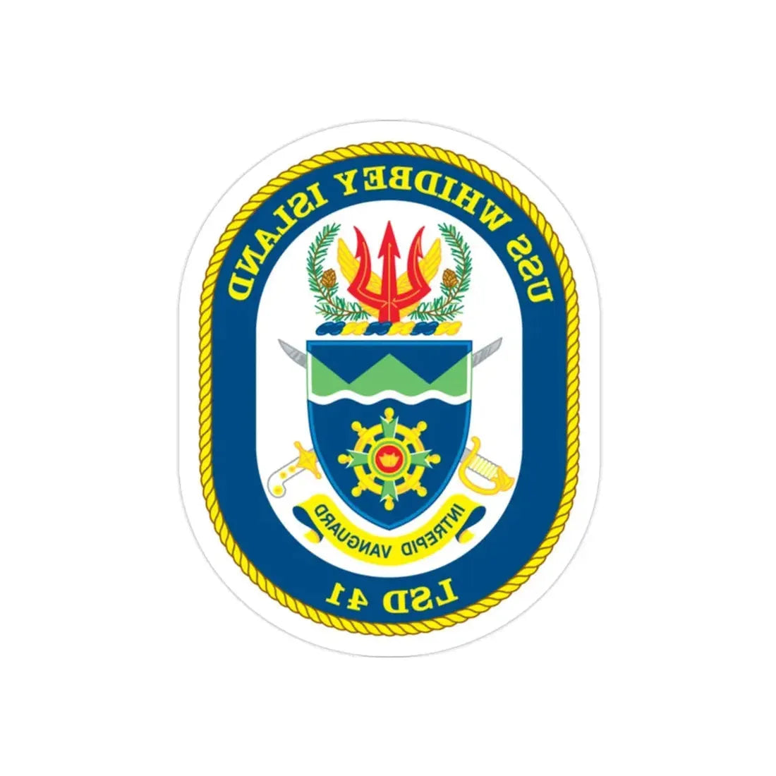 USS Whidbey Island LSD 41 (U.S. Navy) REVERSE PRINT Transparent Die-Cut STICKER 2 Inch Die-Cut Transparent - The Sticker Space