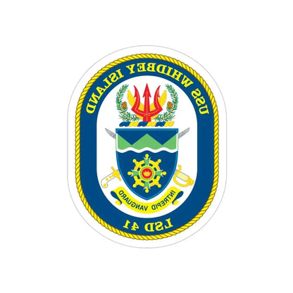 USS Whidbey Island LSD 41 (U.S. Navy) REVERSE PRINT Transparent Die-Cut STICKER 6 Inch Die-Cut Transparent - The Sticker Space