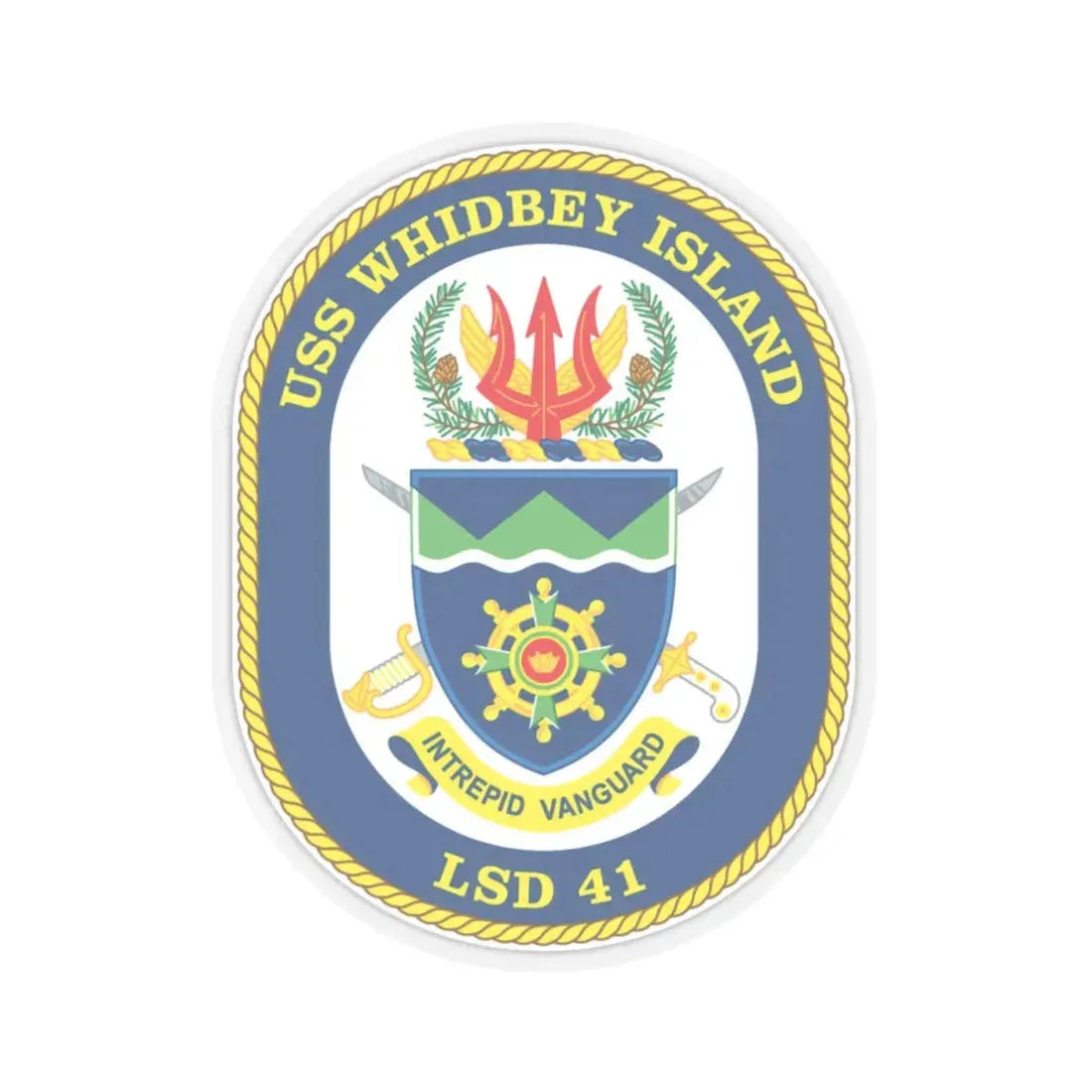 USS Whidbey Island LSD 41 (U.S. Navy) STICKER Vinyl Kiss-Cut Decal 4 Inch Transparent - The Sticker Space