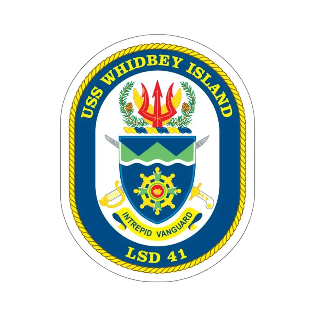 USS Whidbey Island LSD 41 (U.S. Navy) STICKER Vinyl Kiss-Cut Decal 4 Inch White - The Sticker Space