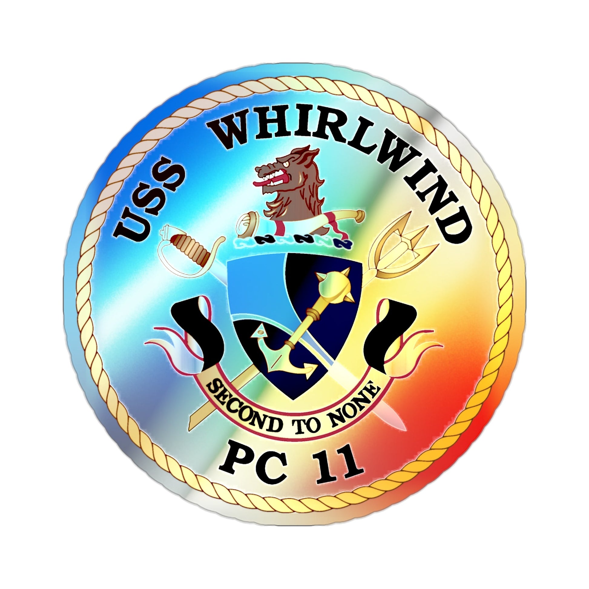 USS Whirlwind PC 11 (U.S. Navy) Holographic STICKER Die-Cut Vinyl Decal-2 Inch-The Sticker Space