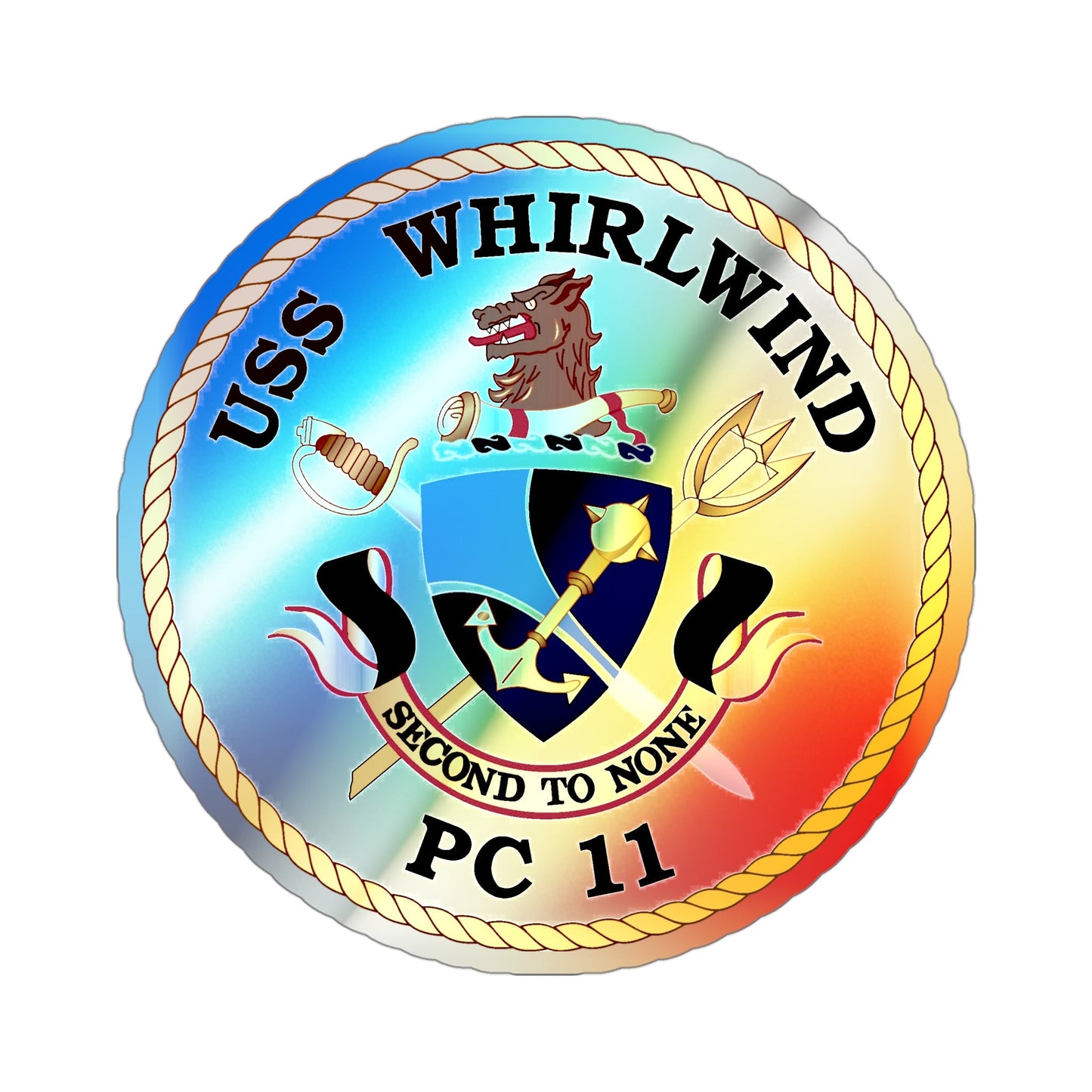 USS Whirlwind PC 11 (U.S. Navy) Holographic STICKER Die-Cut Vinyl Decal-4 Inch-The Sticker Space